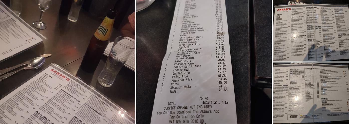 Akbar's Restaurant Menu