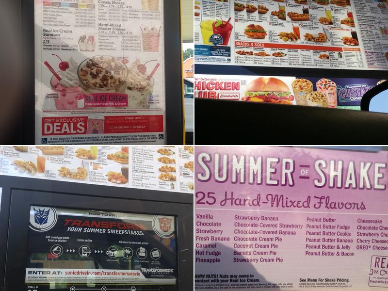 Sonic Drive-In Menu