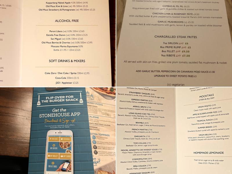 Ego at The Wellington, Shadwell Menu