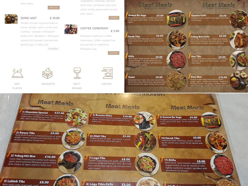 Abyssinia Cafe and Restaurant Menu