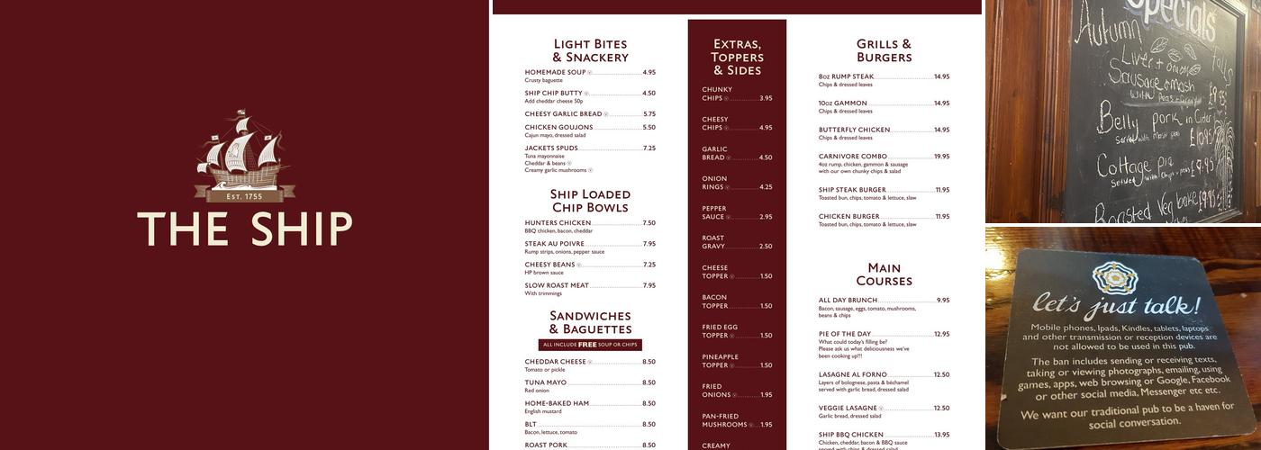 The Ship Inn Menu