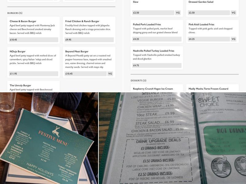 Woodies Craft Ale House Menu