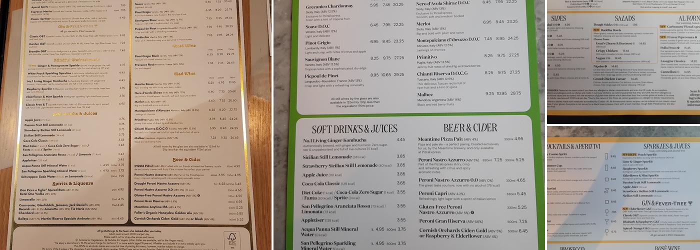 Pizza Express Menu