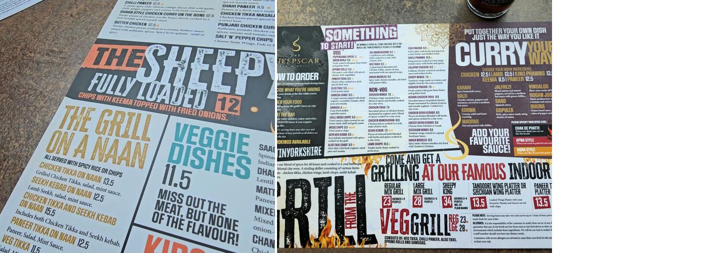 Sheepscar Bar & Grill Menu