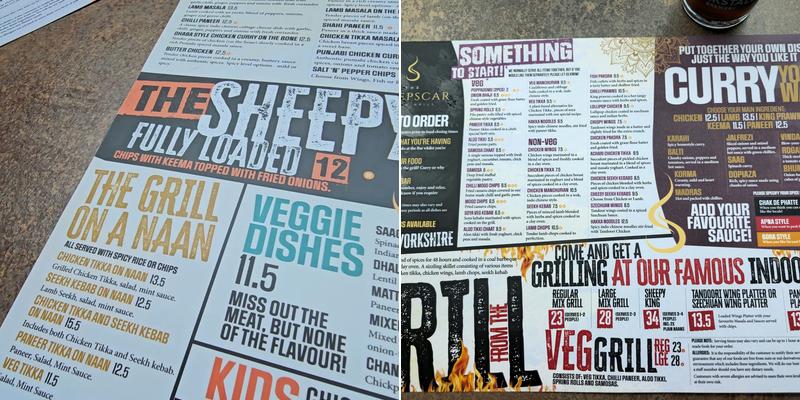 Sheepscar Bar & Grill Menu