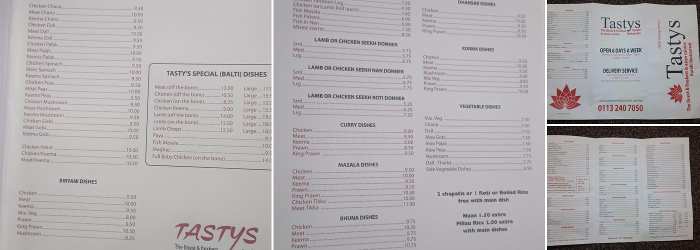 Tastys Karahi Restaurant Menu