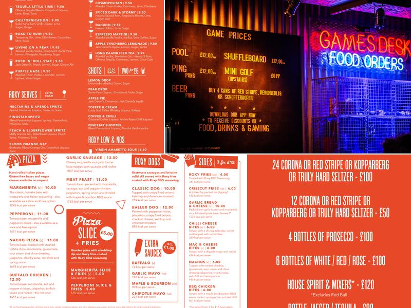 Roxy Ball Room Leeds Boar Lane Menu