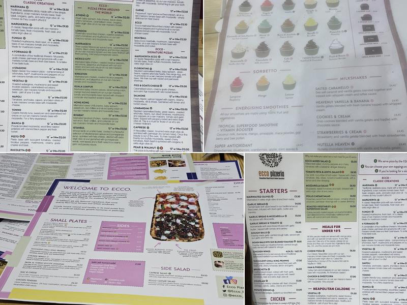 Ecco Pizzeria Menu