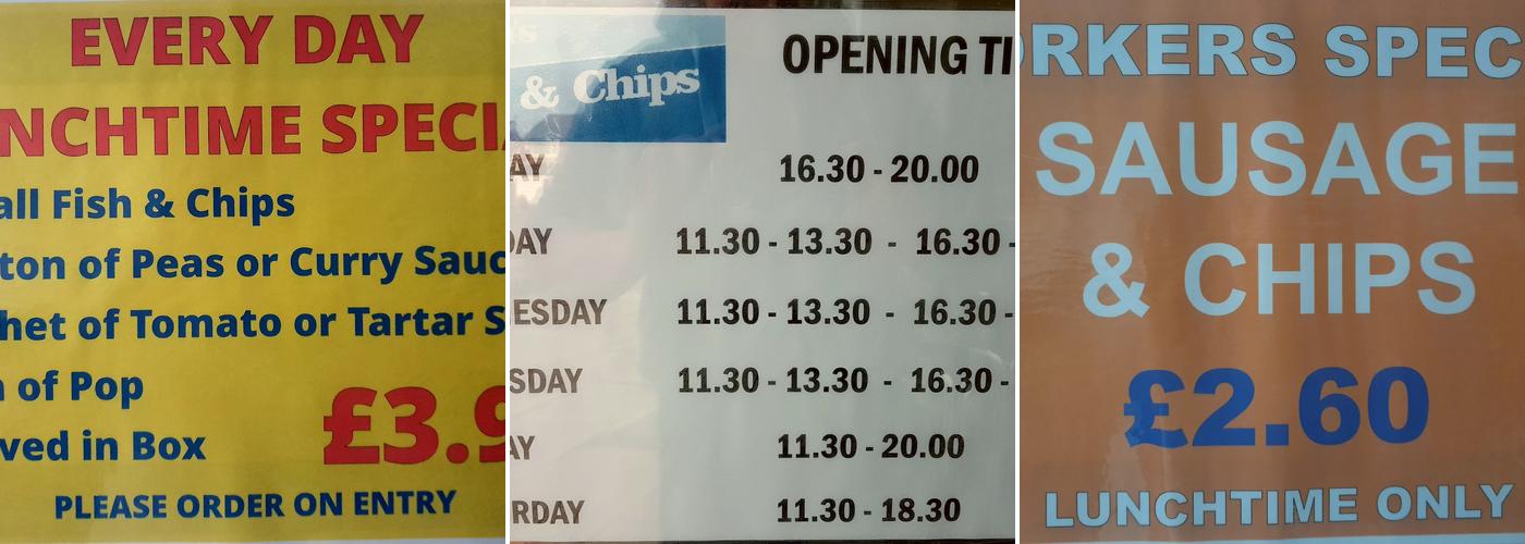 Hillton's Fish & Chip Shop Menu