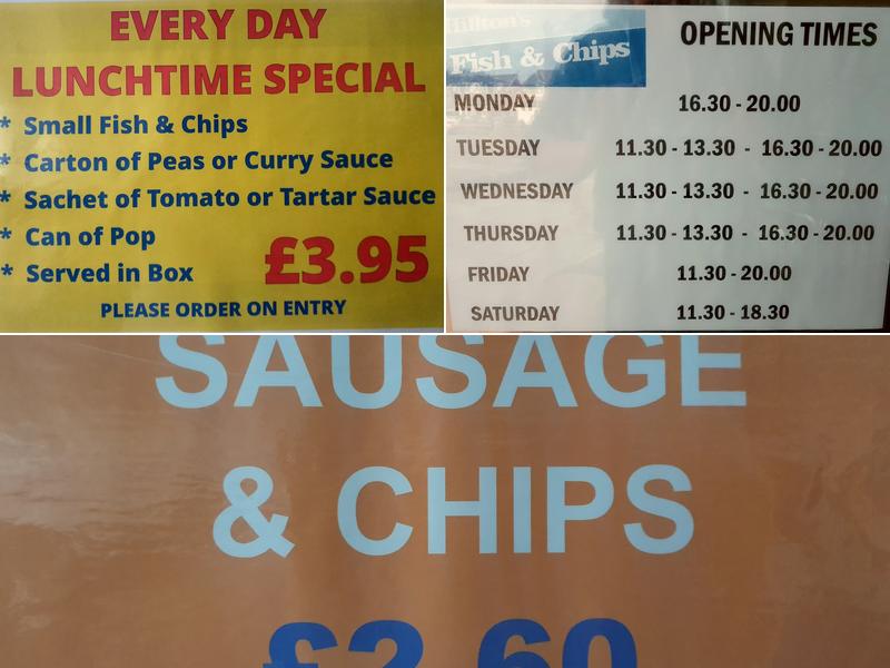 Hillton's Fish & Chip Shop Menu