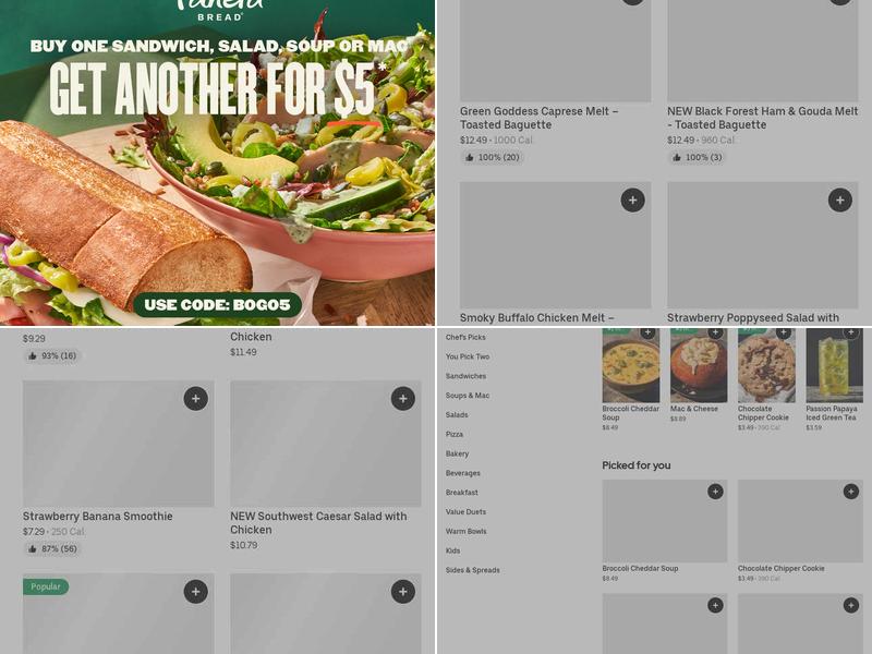 Panera Bread Menu