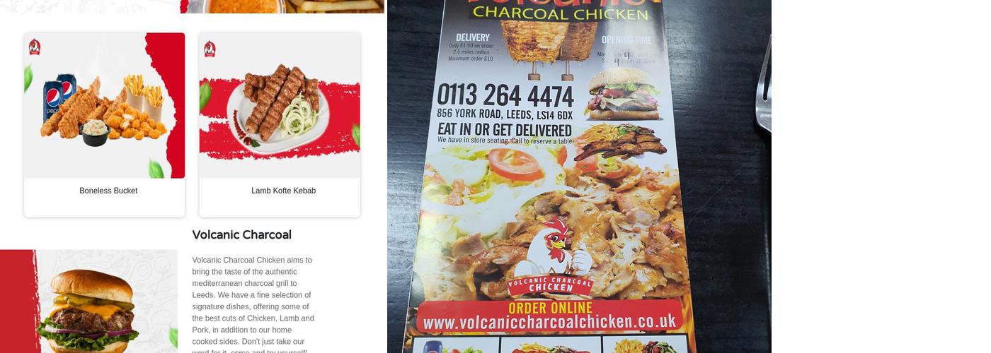 Volcanic Charcoal Chicken Leeds Menu