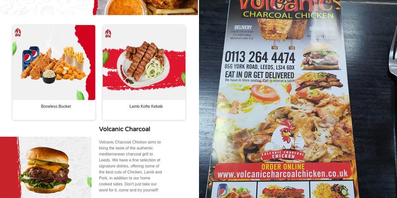 Volcanic Charcoal Chicken Leeds Menu