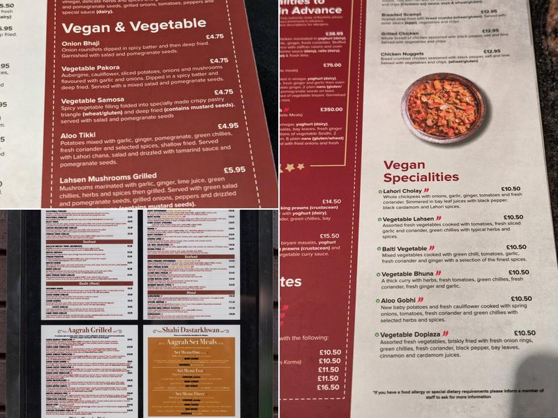 Aagrah Chapel Allerton - Kashmiri Restaurant Menu
