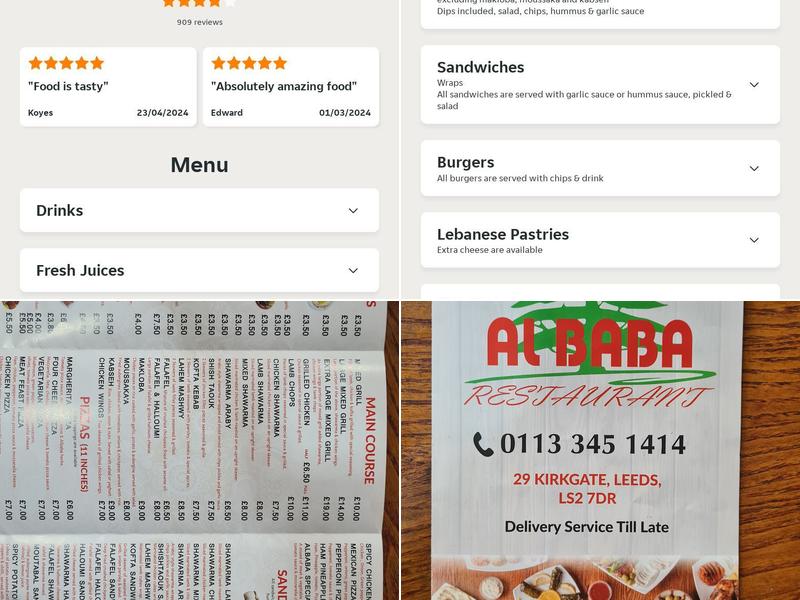 Albaba Restaurant Menu