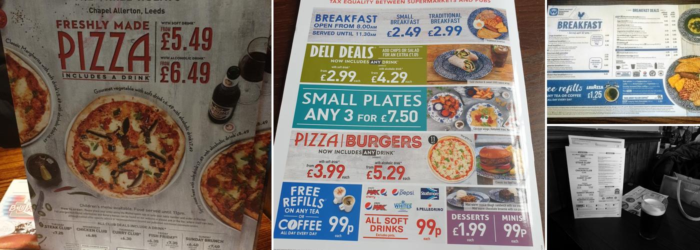 The Three Hulats - JD Wetherspoon Menu