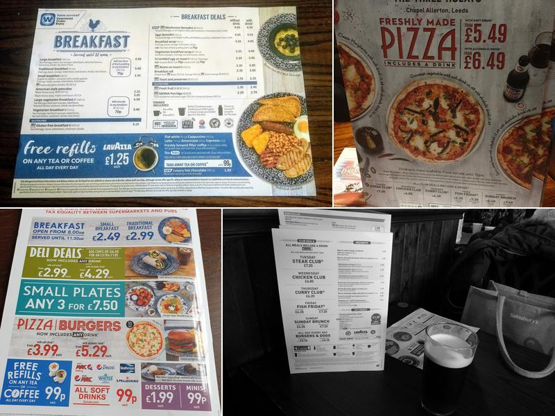 The Three Hulats - JD Wetherspoon Menu