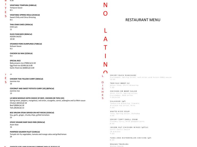 Chino Latino Menu