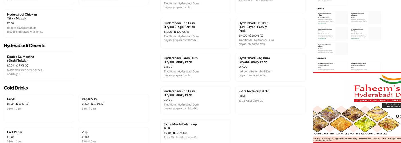 Faheems Hyderabadi Dum Biryani Menu