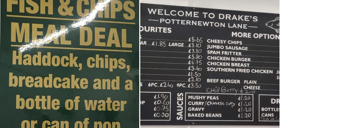 Drakes Menu