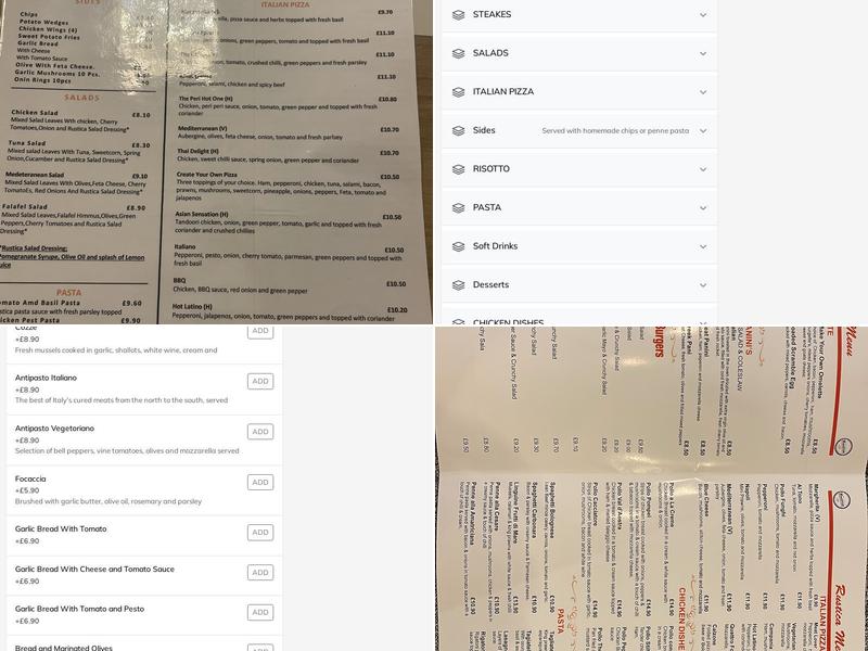 Rustica Restaurant Menu