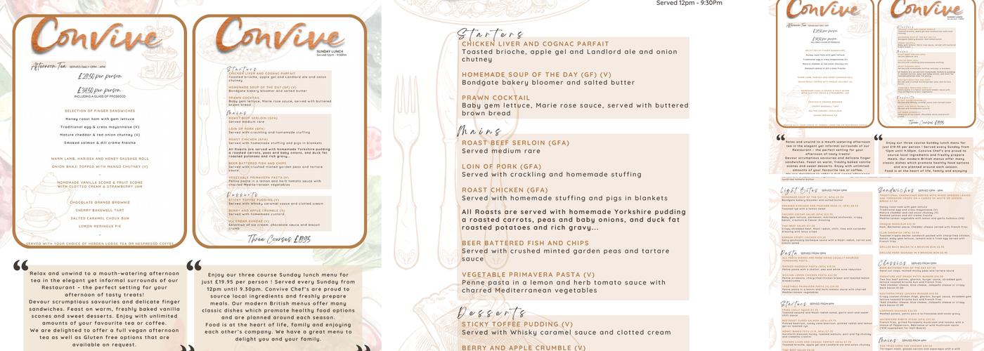 Convive Restaurant Menu