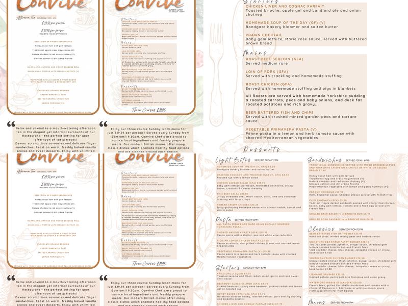 Convive Restaurant Menu