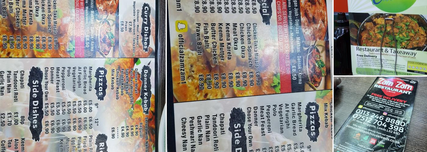 Zam Zam Leeds Menu