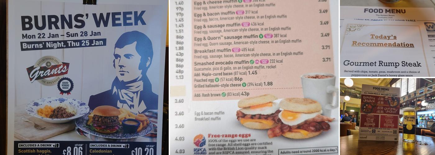 The Golden Beam - JD Wetherspoon Menu