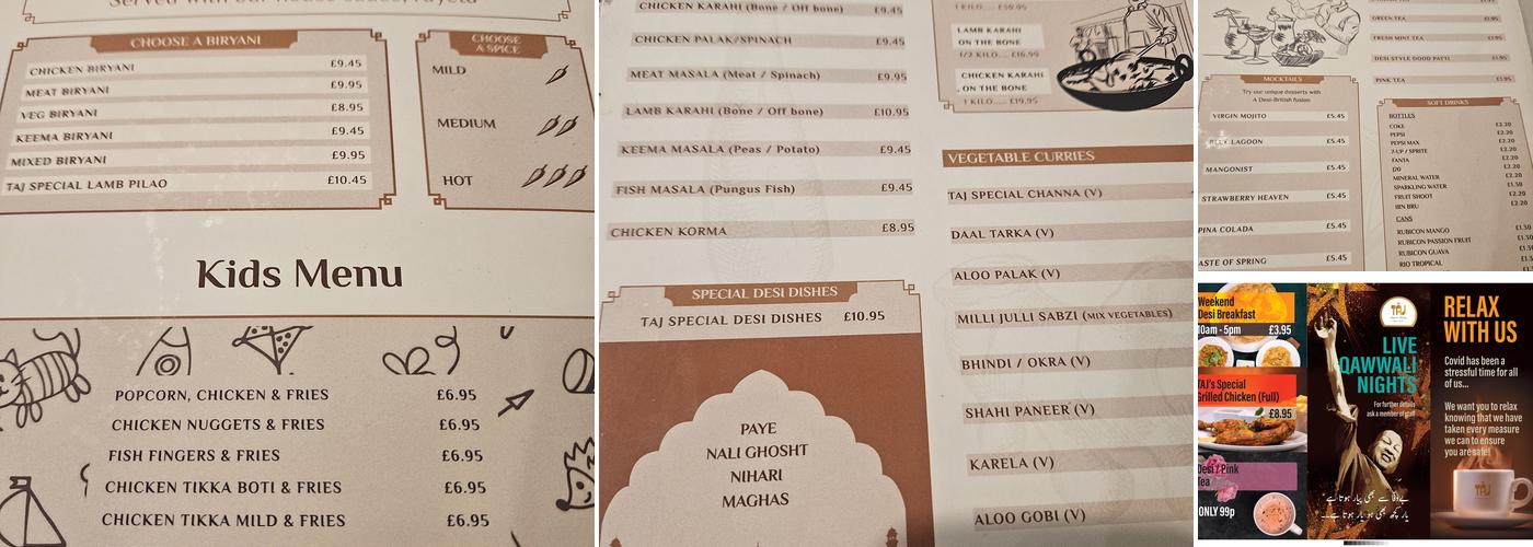 Taj Majestic Dining Menu