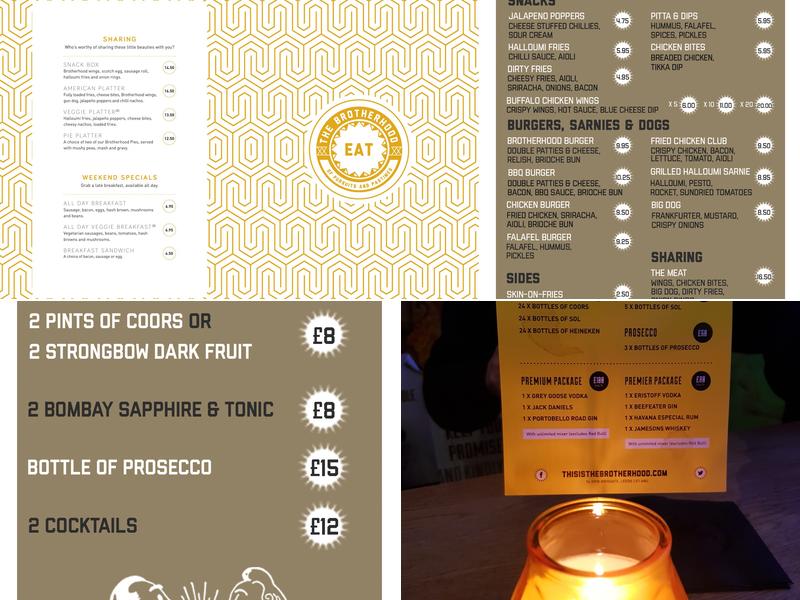 Brotherhood of Pursuits and Pastimes Menu