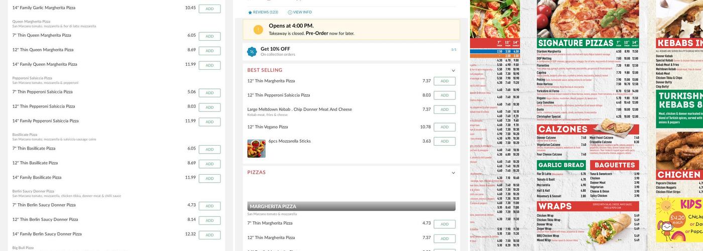 Puglian Pizza Cafe Menu