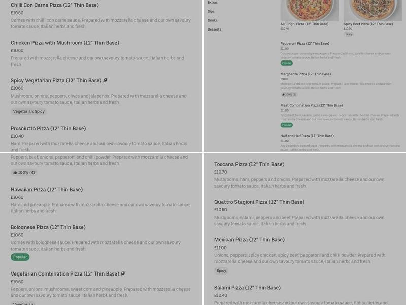 Rivoli Pizzeria Menu