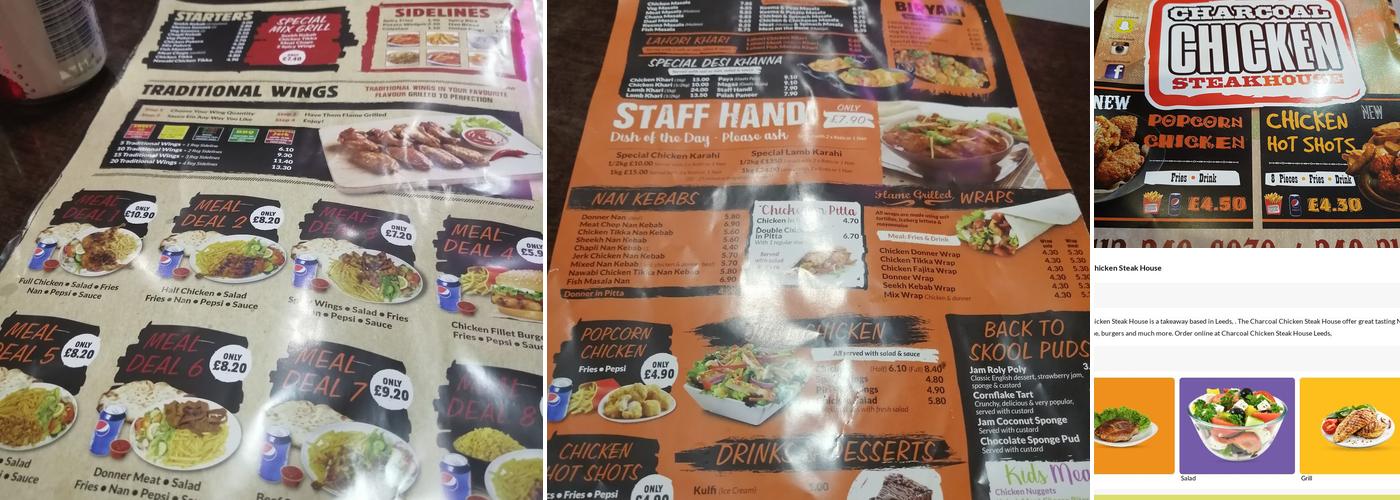 Charcoal Chicken Steak House Menu