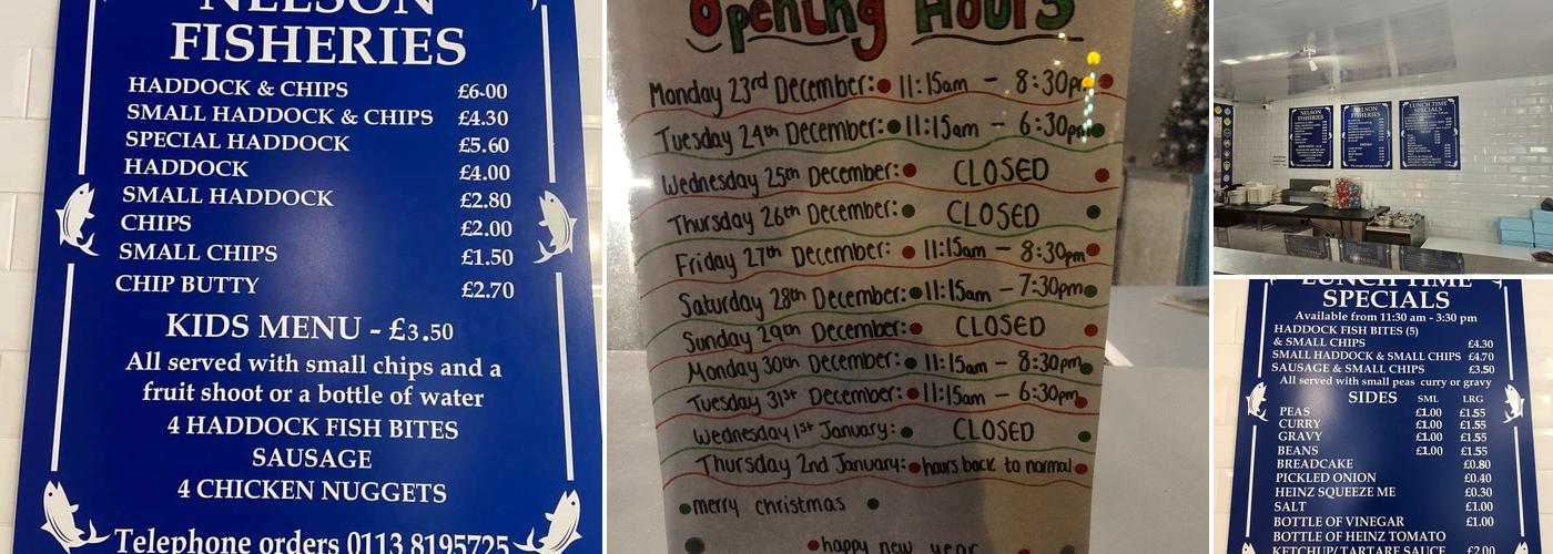 Nelson Fisheries Menu