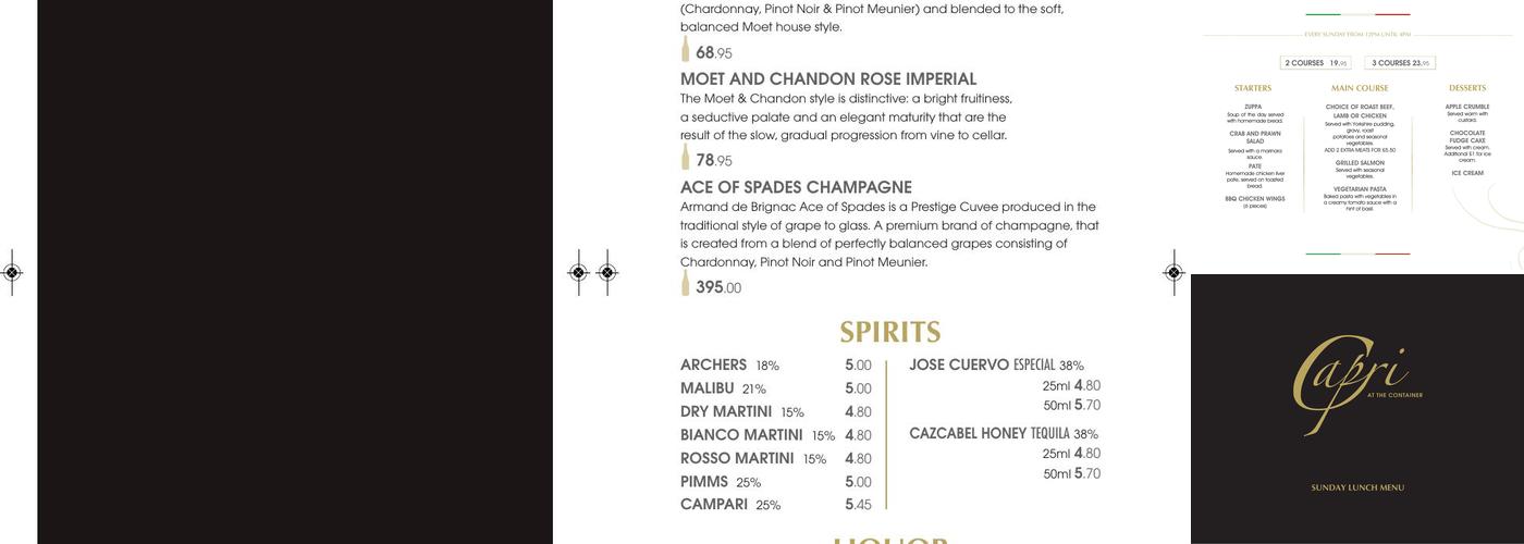 Capri at the Containers Menu