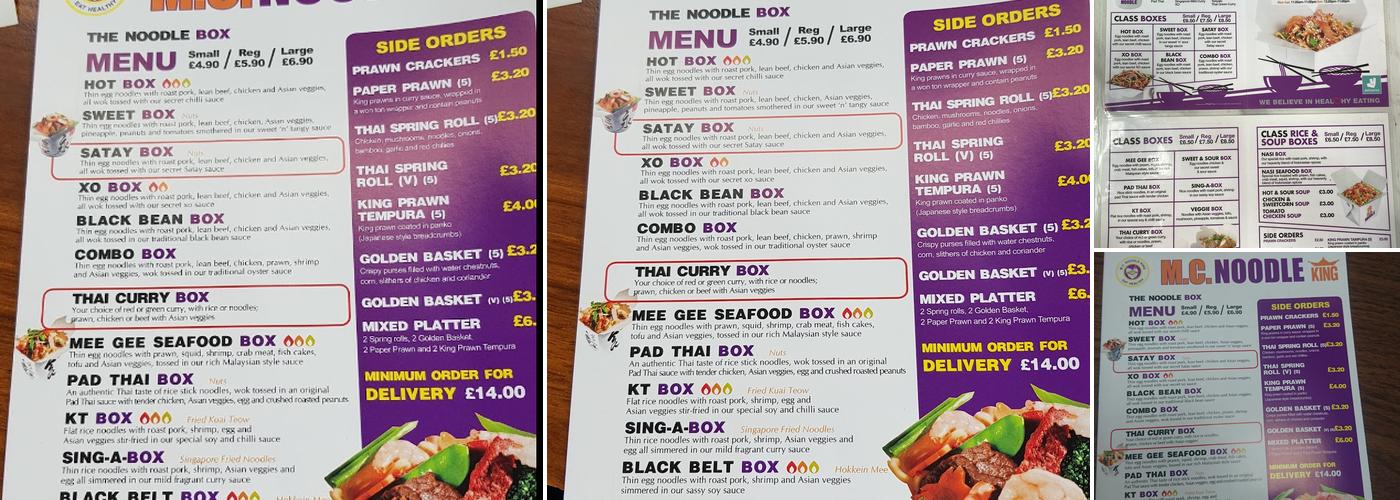 MC Noodle King Menu