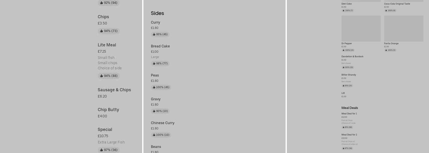 Ideal Fisheries Menu