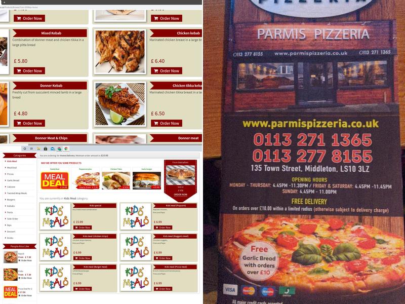 Parmis Pizzeria Menu