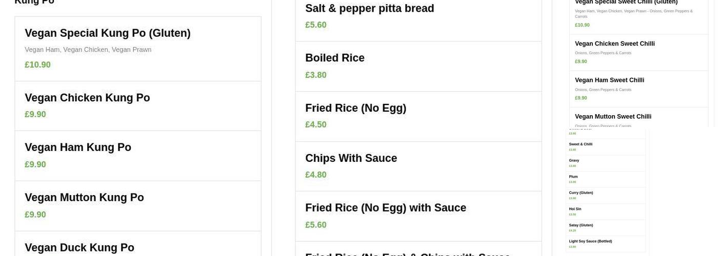 Vegan House (All soy bean based) Menu