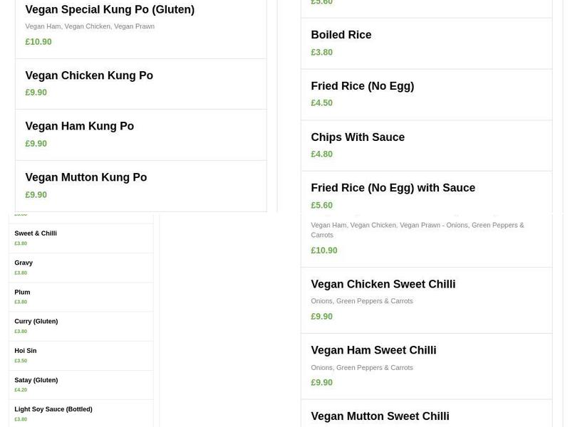 Vegan House (All soy bean based) Menu