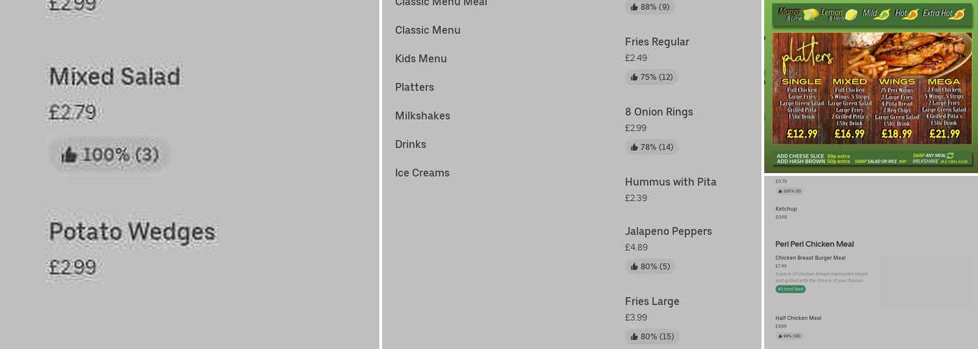 Sullys peri peri chicken Menu