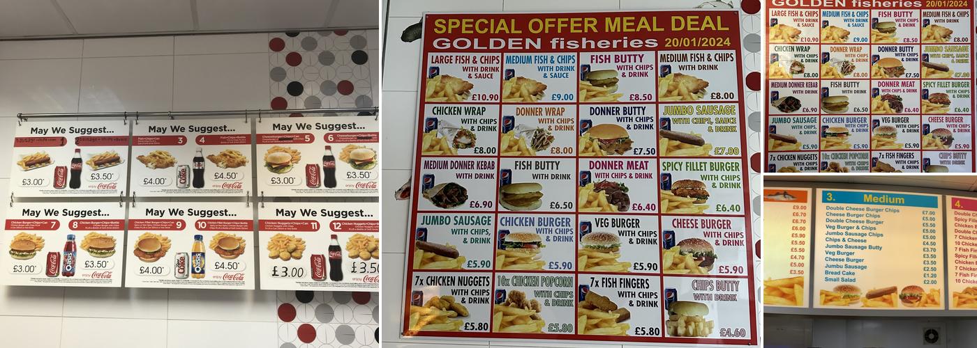 Famous Golden Fisheries Leeds Menu