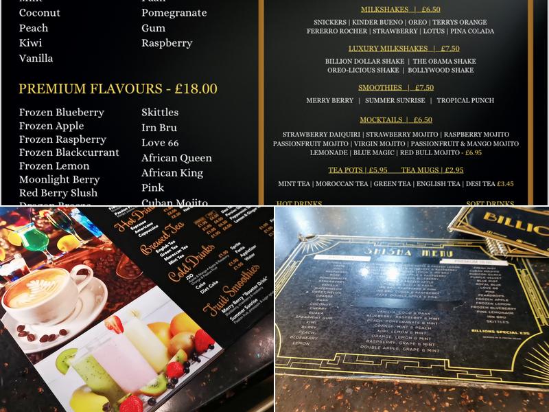 Billions Lounge Menu