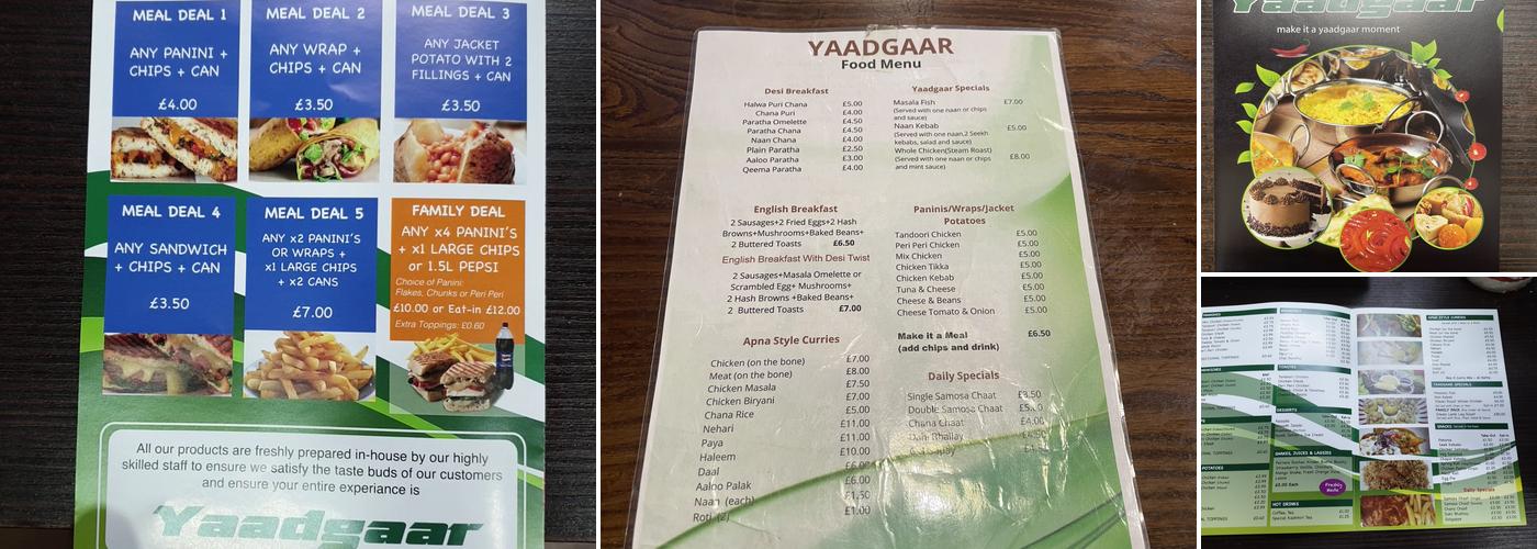 Yaadgaar Sweet Centre Menu