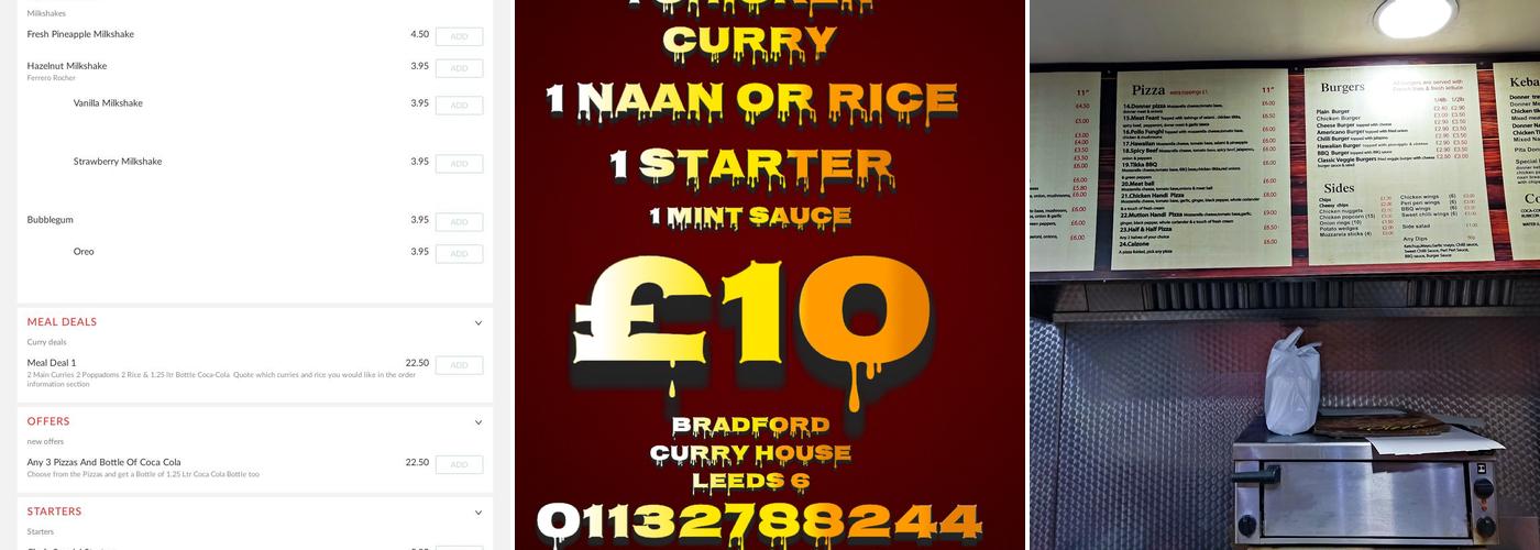 Bradford curry house Menu