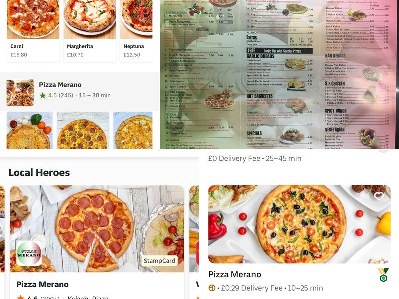 Pizza Merano Menu