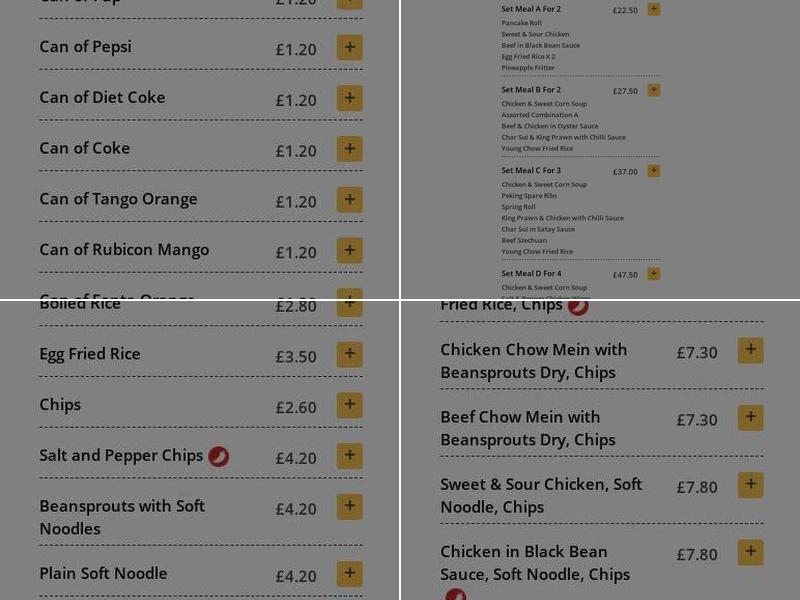 Green Dragon chinese takeway beeston Menu