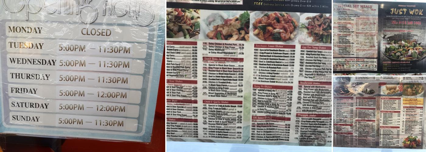 Just Wok Menu