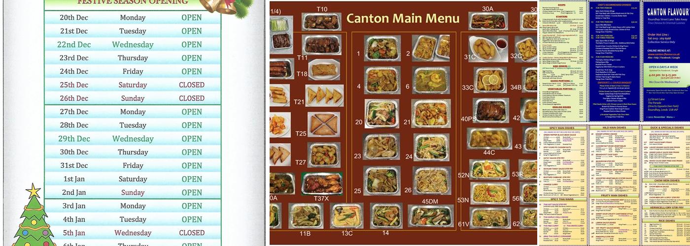 Canton Flavour LS8 Roundhay Menu